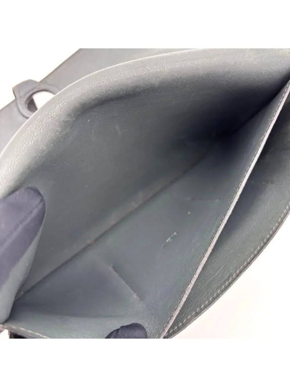 Hermes Dogon GM Togo Wallet Gray Silver Leather